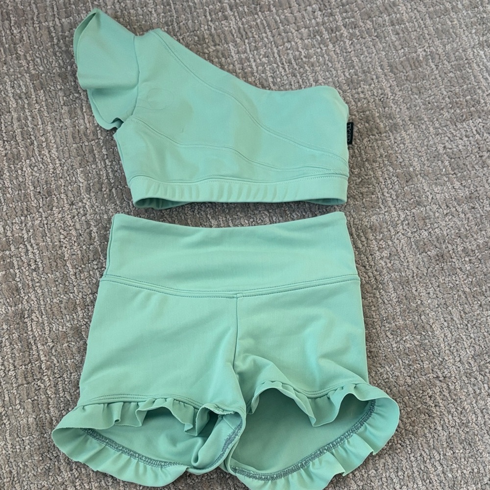 Kids Aqua Ruffle Swim Set